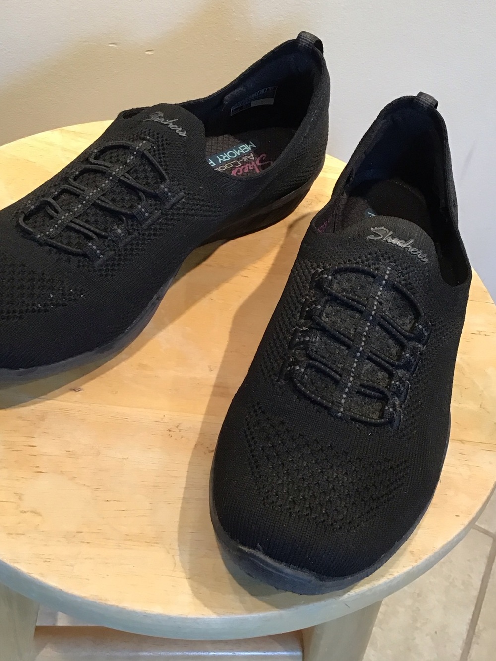 Skechers Black Knit Slip-On Comfort Sneakers